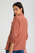 Load image into Gallery viewer, Pink Stripe Rolled Up Sleeve Jacket
