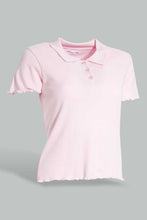 تنزيل الصورة على معرض الصور، Redtag-Pink-Collared-T-Shirt-Plain-Senior-Girls-9 to 14 Years
