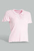 Redtag-Pink-Collared-T-Shirt-Plain-Senior-Girls-9 to 14 Years