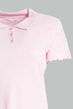 تنزيل الصورة على معرض الصور، Redtag-Pink-Collared-T-Shirt-Plain-Senior-Girls-9 to 14 Years
