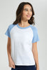Redtag-White/Blue-Raglan-Sleeve-Top-Colour:White,-Filter:Senior-Girls-(9-to-14-Yrs),-GSR-T-Shirts,-New-In,-New-In-GSR,-Non-Sale,-S22B,-Section:Kidswear-Senior-Girls-9 to 14 Years
