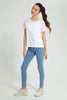 Redtag-White/Pink-Raglan-Sleeve-Top-Colour:White,-Filter:Senior-Girls-(9-to-14-Yrs),-GSR-T-Shirts,-New-In,-New-In-GSR,-Non-Sale,-S22B,-Section:Kidswear-Senior-Girls-9 to 14 Years