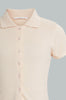 Redtag-Beige-Collared-Front-Placket-Top-Plain-Senior-Girls-9 to 14 Years