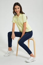 Load image into Gallery viewer, Redtag-Yellow-Collared-Front-Placket-Top-Plain-Senior-Girls-9 to 14 Years
