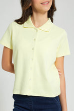 Load image into Gallery viewer, Redtag-Yellow-Collared-Front-Placket-Top-Plain-Senior-Girls-9 to 14 Years
