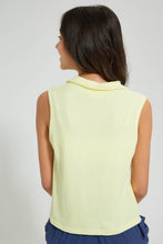 Load image into Gallery viewer, Redtag-Yellow-S/L-Collared-Rib-Top-Plain-Senior-Girls-9 to 14 Years
