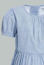Load image into Gallery viewer, Redtag-Blue-Tiered-Puff-Sleeves-Stripes-Dress-Dresses-Infant-Girls-3 to 24 Months
