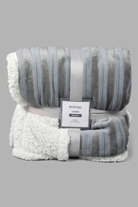 Redtag-Grey-Reversible-Textured-Blanket-(Single-Size)-Blankets-Home-Bedroom-