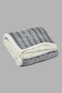 Redtag-Grey-Reversible-Textured-Blanket-(Double-Size)-Blankets-Home-Bedroom-