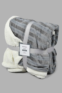 Redtag-Grey-Reversible-Textured-Blanket-(Double-Size)-Blankets-Home-Bedroom-