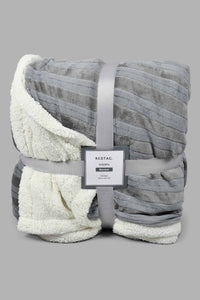 Redtag-Grey-Reversible-Textured-Blanket-(Double-Size)-Blankets-Home-Bedroom-