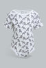 Redtag-Yellow--And-Grey-Animal-Print-5-Piece-Pack-Body-Suit-Bodysuits-Baby-0 to 12 Months