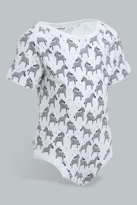 Redtag-Yellow--And-Grey-Animal-Print-5-Piece-Pack-Body-Suit-Bodysuits-Baby-0 to 12 Months