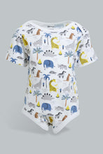 Load image into Gallery viewer, Redtag-Yellow--And-Grey-Animal-Print-5-Piece-Pack-Body-Suit-Bodysuits-Baby-0 to 12 Months
