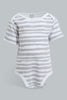 Redtag-Yellow--And-Grey-Animal-Print-5-Piece-Pack-Body-Suit-Bodysuits-Baby-0 to 12 Months