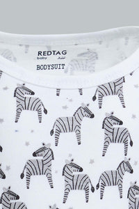 Redtag-Yellow--And-Grey-Animal-Print-5-Piece-Pack-Body-Suit-Bodysuits-Baby-0 to 12 Months
