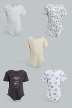Load image into Gallery viewer, Redtag-White-And-Black-Mono-Chrome-5-Piece-Pack-Body-Suit-Bodysuits-Baby-0 to 12 Months
