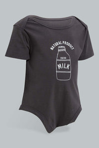 Redtag-White-And-Black-Mono-Chrome-5-Piece-Pack-Body-Suit-Bodysuits-Baby-0 to 12 Months