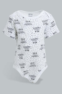 Redtag-White-And-Black-Mono-Chrome-5-Piece-Pack-Body-Suit-Bodysuits-Baby-0 to 12 Months