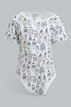 Load image into Gallery viewer, Redtag-White-And-Black-Mono-Chrome-5-Piece-Pack-Body-Suit-Bodysuits-Baby-0 to 12 Months
