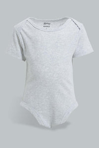 Redtag-White-And-Black-Mono-Chrome-5-Piece-Pack-Body-Suit-Bodysuits-Baby-0 to 12 Months