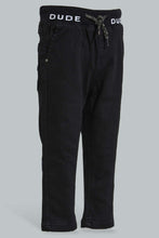 Load image into Gallery viewer, Redtag-Black-Knit-Denim-With-Rib-Waistband-Jeans-Slim-Fit-Infant-Boys-3 to 24 Months

