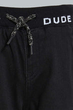 Load image into Gallery viewer, Redtag-Black-Knit-Denim-With-Rib-Waistband-Jeans-Slim-Fit-Infant-Boys-3 to 24 Months

