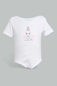 Redtag-Pink-Bunny-5-Piece-Pack-Body-Suit-Bodysuits-Baby-0 to 12 Months