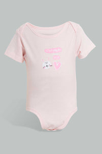 Redtag-Pink-Bunny-5-Piece-Pack-Body-Suit-Bodysuits-Baby-0 to 12 Months