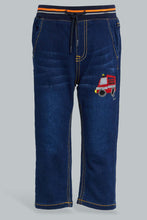 Load image into Gallery viewer, Redtag-Dark-Wash-Knit-Denim-With-Rib-Waistband-Jeans-Slim-Fit-Infant-Boys-3 to 24 Months

