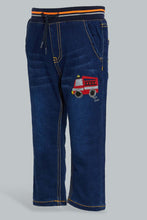 Load image into Gallery viewer, Redtag-Dark-Wash-Knit-Denim-With-Rib-Waistband-Jeans-Slim-Fit-Infant-Boys-3 to 24 Months
