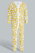 Load image into Gallery viewer, Redtag-Yellow--And-Grey-Animal-Print-3-Piece-Pack-Sleep-Suit-Sleepsuits-Baby-0 to 12 Months
