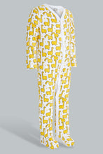 Load image into Gallery viewer, Redtag-Yellow--And-Grey-Animal-Print-3-Piece-Pack-Sleep-Suit-Sleepsuits-Baby-0 to 12 Months
