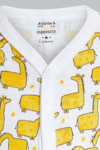 Load image into Gallery viewer, Redtag-Yellow--And-Grey-Animal-Print-3-Piece-Pack-Sleep-Suit-Sleepsuits-Baby-0 to 12 Months
