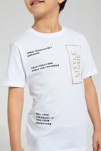 Load image into Gallery viewer, Redtag-White-Gold-Little-Dude-Print-T-Shirt-Graphic-Prints-Boys-2 to 8 Years
