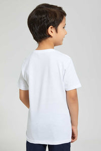 Redtag-White-Gold-Little-Dude-Print-T-Shirt-Graphic-Prints-Boys-2 to 8 Years