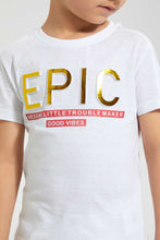 Load image into Gallery viewer, Redtag-White-Epic-Embossed-Print-T-Shirt-Graphic-T-Shirts-Boys-2 to 8 Years
