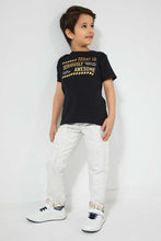 Load image into Gallery viewer, Redtag-Black-Gold-Awesome-Print-T-Shirt-Graphic-Prints-Boys-2 to 8 Years
