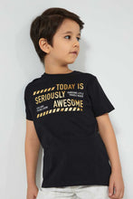 Load image into Gallery viewer, Redtag-Black-Gold-Awesome-Print-T-Shirt-Graphic-Prints-Boys-2 to 8 Years
