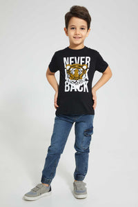 Redtag-Black-Tiger-Sequin-T-Shirt-All-Over-Prints-Boys-2 to 8 Years