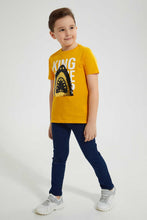 Load image into Gallery viewer, Redtag-Yellow-Sequin-Shark-T-Shirt-All-Over-Prints-Boys-2 to 8 Years
