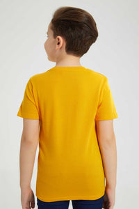 Redtag-Yellow-Sequin-Shark-T-Shirt-All-Over-Prints-Boys-2 to 8 Years