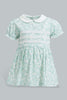 Redtag-Mint-Peterpan-Collar-Embroidery-Dress-Dresses-Baby-0 to 12 Months