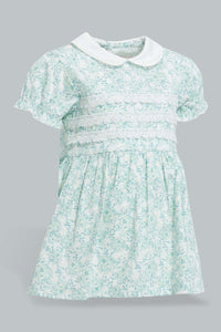 Redtag-Mint-Peterpan-Collar-Embroidery-Dress-Dresses-Baby-0 to 12 Months