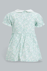 Redtag-Mint-Peterpan-Collar-Embroidery-Dress-Dresses-Baby-0 to 12 Months