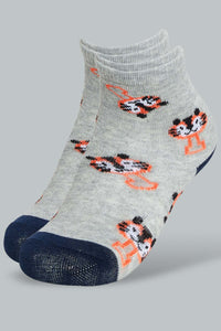 Redtag-Grey-White-Blue-Tiger-Print-Long-Length-Socks-(4Pack)-Ankle-Length-Infant-Boys-3 to 24 Months