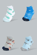 Load image into Gallery viewer, Redtag-Grey-White-Blue-Tiger-Print-Long-Length-Socks-(4Pack)-Ankle-Length-Infant-Boys-3 to 24 Months
