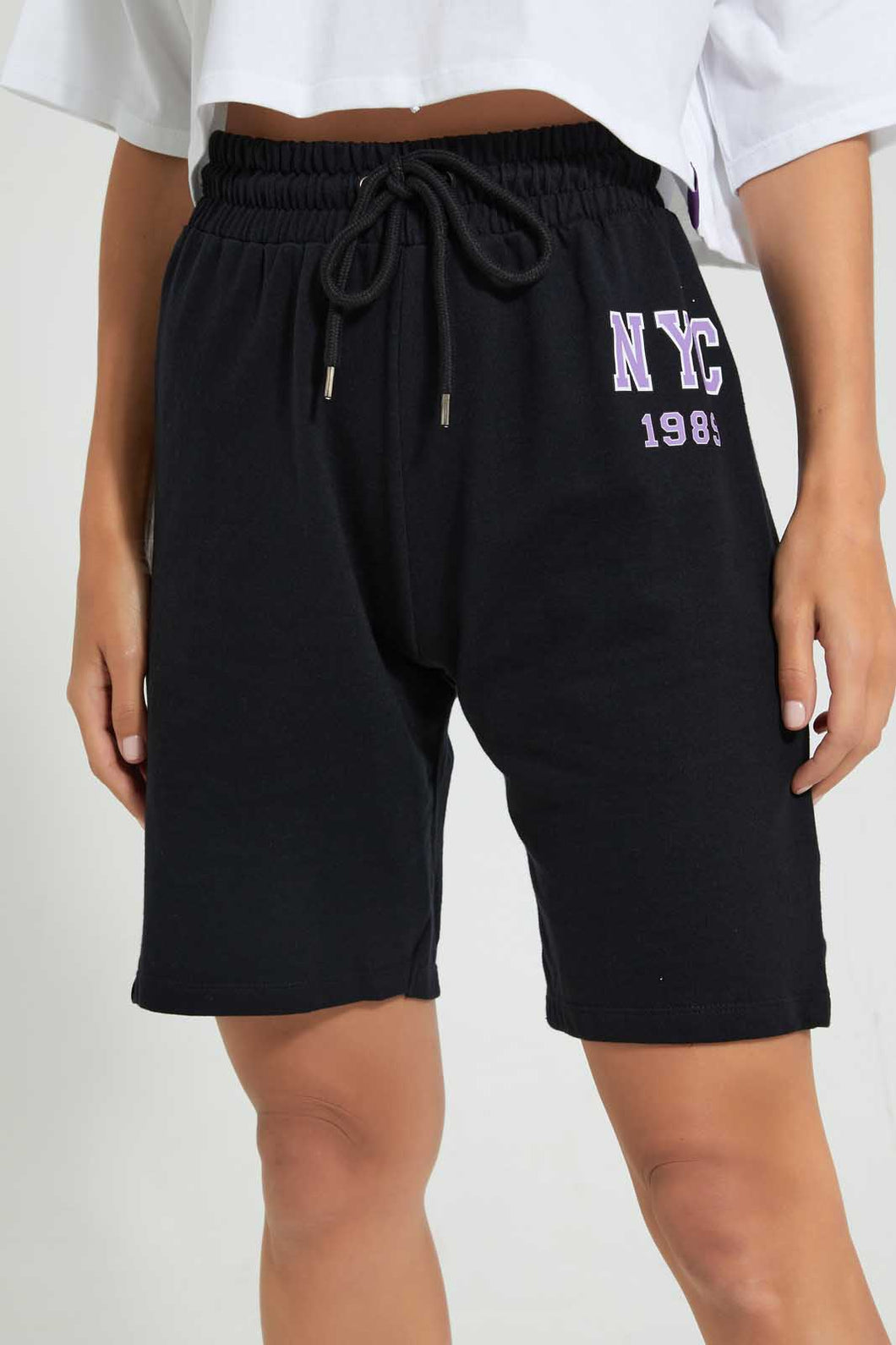 Black Placement Lounge Short