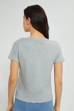 Load image into Gallery viewer, Redtag-Grey-Melange-Plain-Short-Sleeve-Crew-Neck-T-Shirt-Active-Tees-Women&#39;s-
