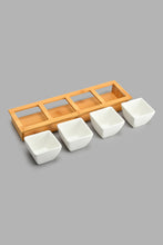 تنزيل الصورة على معرض الصور، Redtag-White-Square-Bowl-With-Bamboo-Tray-(4-Piece)-Serving-Bowls-Home-Dining-
